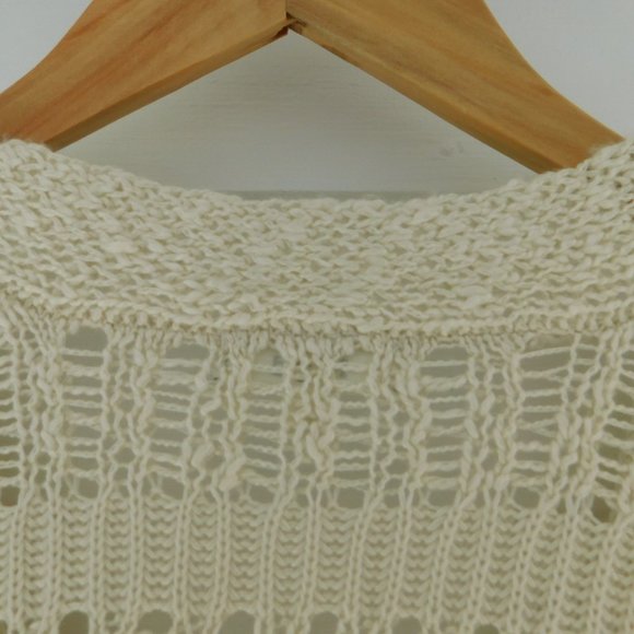 Bohemian Cream Tortoise Button Open Knit Cardigan - Picture 13 of 15